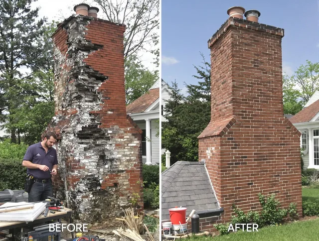 Plymouth Chimney Sweep performing a full chimney restoration in Plymouth, CT