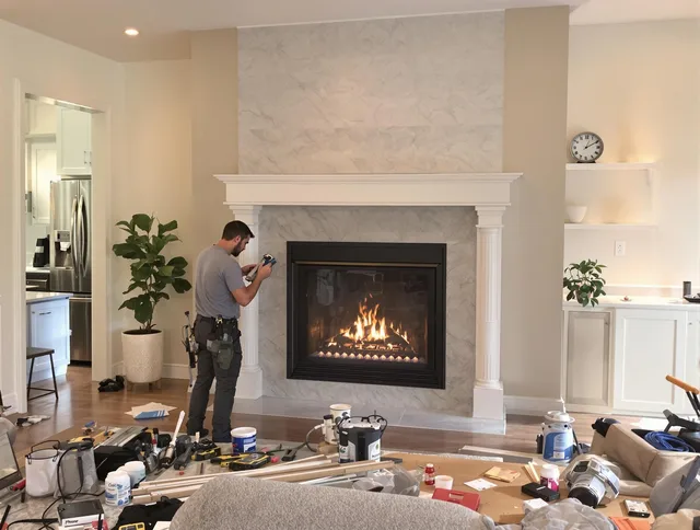 Newly installed fireplace by Plymouth Chimney Sweep in Plymouth, CT