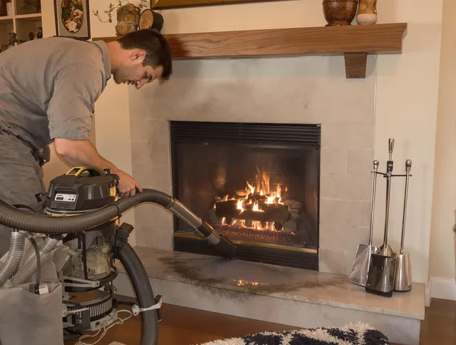 Routine fireplace upkeep by Plymouth Chimney Sweep in Plymouth, CT