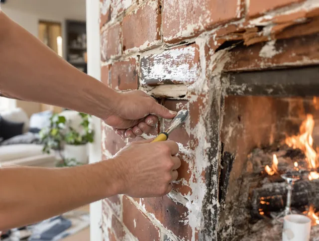 Routine fireplace repair by Plymouth Chimney Sweep in Plymouth, CT