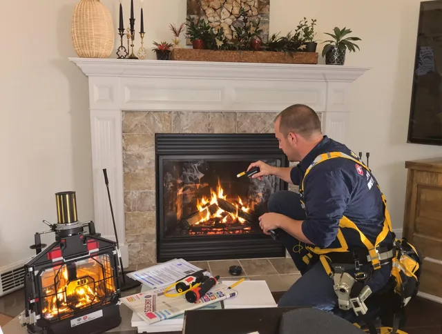 Safety-focused fireplace inspection by Plymouth Chimney Sweep in Plymouth, CT
